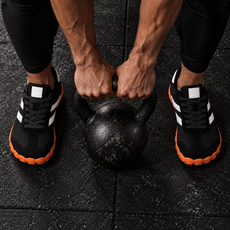 Aconcagua CUMBRE en el gimnasio, levantando una pesa rusa